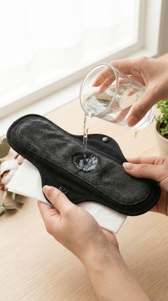 Water being poured on a FloraSoft pad demonstrating ultra-absorbency