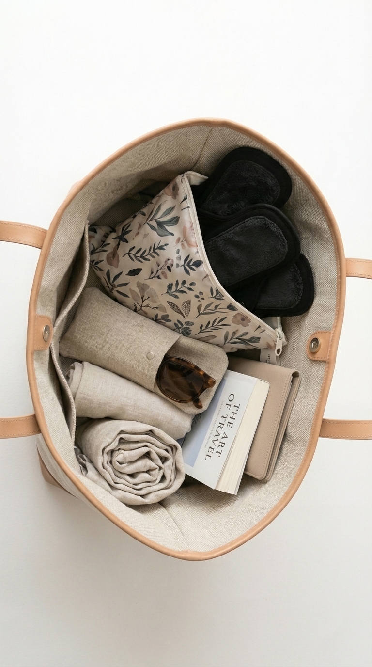 Open suitcase with FloraSoft reusable pads