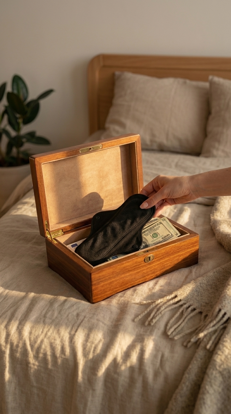 Woman's hand placing FloraSoft pad in box